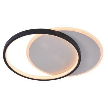 Imagem de Plafon Moderno Aros Preto Fosco 40cm Led 36W 3 em 1 Bivolt 15697-PL