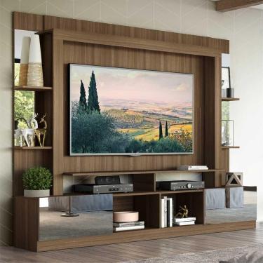 Imagem de Rack Estante Suporte Tv 65´´ Espelho Madeirado/Laca Fumê