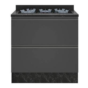 Imagem de Balcão Cooktop Bartira Linea 5 Bocas Com Gaveta E Porta Basculante Preto