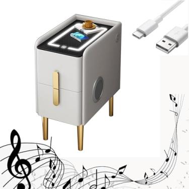 Imagem de Mesa de cabeceira de cabeceira de cabeceira estreita inteligente com estação de carregamento sem fio, alto -falante BT, porta USB, luzes LED ajustáveis, gavetas de armazenamento, madeira mac