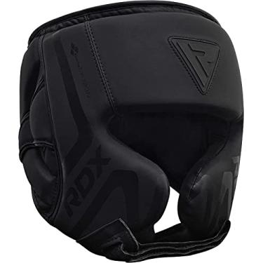 Imagem de RDX Headguard para treinamento de boxe – Protetor de cabeça acolchoado preto fosco para rosto, bochechas e protetor de orelha – Protetor de cabeça para agarrar, MMA, Muay Thai, Kickboxing, Karate, BJJ, Taekwondo, luta, artes marciais, Matte Black, Medium