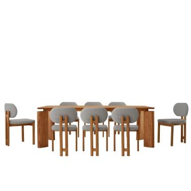 Imagem de Conjunto para Sala de Jantar com 8 Cadeiras Tokyo Luna / Imbuia Natural