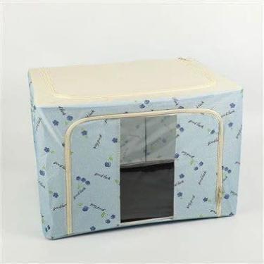 Imagem de Caixa Organizadora Roupas Toalhas Lençol Com Tampa Ziper Closet Quarto Organização Multifuncional Resistente a Água (Azul)