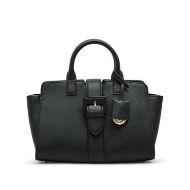 Imagem de Anne Klein Bolsa de fivela coberta com alça conversível, preta, Preto, Small