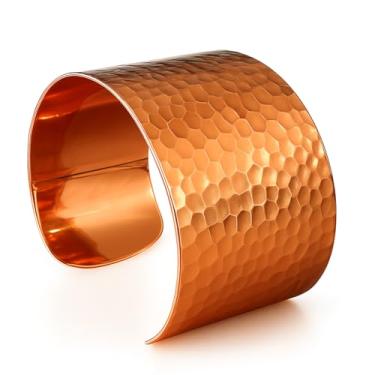 Imagem de USTeckno Pulseira de cobre 100% puro forjada à mão. Feita com cobre sólido de alto calibre e benefícios para a saúde. Melhore seu bem-estar com estilo, One Size, Cobre, Sem Pedra Preciosa