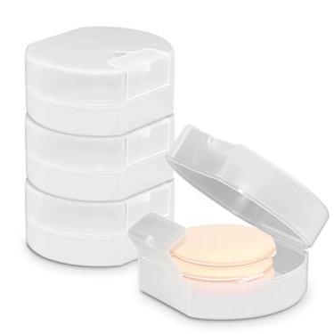 Imagem de Etenpo 4 pacotes de suporte de almofada de algodão quadrado de plástico, recipiente de laço de cabelo, portátil para viagens, adequado para remover maquiagem bolas de algodão, organizador para