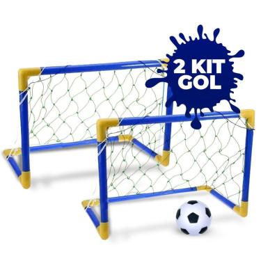Imagem de Kit Mini Golzinho Trave Futebol Rede e Bola Brinquedos para Menino