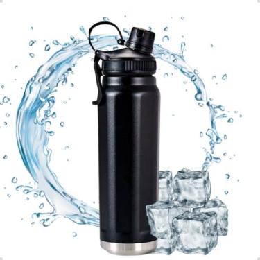 Imagem de Garrafa Térmica Inox 800ml Com Alça Academia MS706 - Sunoro, Preto