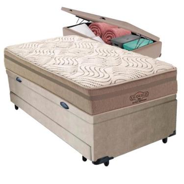 Imagem de Bicama Baú Bege + Colchão Los Angeles Molas V-Tech Solteirão