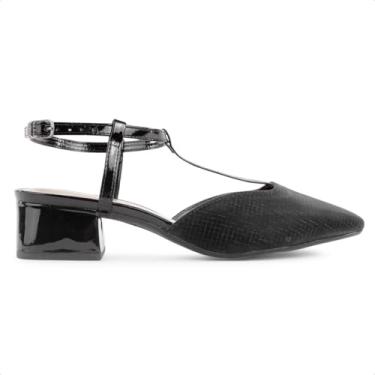 Imagem de Scarpin Via Uno Salto Bloco Baixo Verniz Feminino (Preto/Preto, BR, Adulto, Numérico, 34)