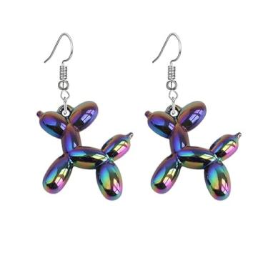 Imagem de ONLYJUMP Brincos de resina doce para cães 3D para mulheres, kawaii, luminoso, balão brilhante, filhote de cachorro, animal, fofo, brinquedo, berloque, joia para presente, Large, Liga de aço, Sem pedra