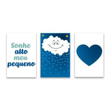 Imagem de Kit 3 Placas Decorativas Infantil Menino Frase Mdf 20x30 Cm
