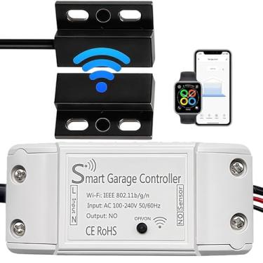 Imagem de XDTKML Abridor de porta de garagem inteligente controlador de garagem WiFi compatível com Alexa Google Assistant iPhone Android SmartLife App controle remoto sem necessidade de hub