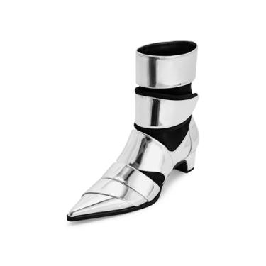 Imagem de JW PEI Bota feminina Emily com tira no tornozelo, Prata, 40