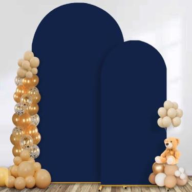Imagem de Capa de fundo de arco para casamento e elastano, top redondo Chiara Baby Bridal Showe Party Birthday Banquet (azul marinho, 2,2 m + 1,8 m)