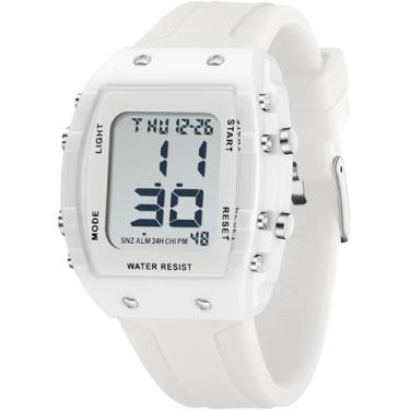 Imagem de findtime Relógio feminino esportivo feminino digital à prova d'água, relógio de pulso militar tático para corrida ao ar livre com alarme LED luminoso cronômetro contagem regressiva para mulheres