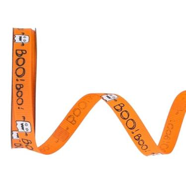 Imagem de Baoblaze Fita de Halloween para decoração de Halloween, suprimentos criativos multiuso para embrulho de presentes, fita decorativa para guirlanda, laço de, Laranja