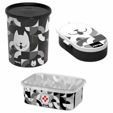 Imagem de Kit 3 Porta Ração Pet Marmipet Potes Organizador Petiscos Snacks Passeio Viagem Multiuso (Preto)