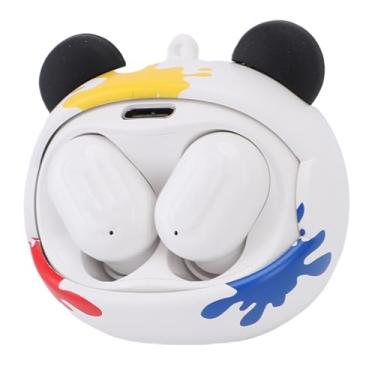 Imagem de Zyyini Fones de Ouvido Sem Fio, Fones de Ouvido de Urso Fofos Com Alteração de Rosto de Estojo na Orelha Redução de Ruído de Ruído Bt Fones de Ouvido Com Microfone Leve para Jogos (Branco)