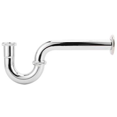 Imagem de QANYEGN Kit de tubo de drenagem da pia, tubo de drenagem de sifão de lavagem, tubo de pia de aço inoxidável de cobre com base de disco para pias de banheiro pias de cozinha