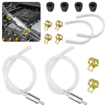 Imagem de Kit de mangueira de sangria de freio - Ferramenta de sangramento de freios hidráulicos para motocicleta e carro com válvula de retenção unidirecional, tampa de bocal e braçadeira - Sangrador universal