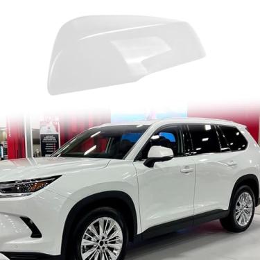 Imagem de Tampas brancas de substituição do espelho do lado esquerdo do motorista para Toyota Highlander 2020-2025, Toyota Grand Highlander e Toyota Corolla Cross (com modelo de luz de seta)
