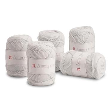 Imagem de Conjunto de 5 novelos Hamanaka Amerry, peso médio, 70% lã merino da Nova Zelândia, 30% mistura acrílica, fio macio e fácil de tricotar para tricô e crochê, feito no Japão (Col. 10)