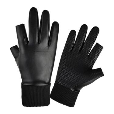 Imagem de Luvas de inverno sem dedos, luvas de inverno à prova d'água, luvas de veludo antiderrapantes para dirigir, esportes ao ar livre, pesca, clima frio