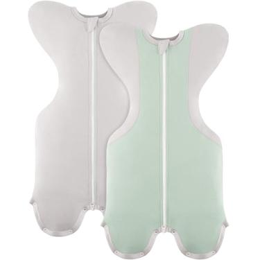 Imagem de Susurration Saco de dormir para bebês, faixa autocalmante para recém-nascidos, ajuste confortável, melhora o sono e o reflexo de susto calmo, pacote com 2, 1-3 meses, 3,6-5,9 kg