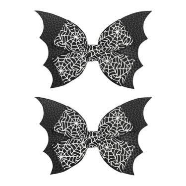 Imagem de Lanmerry 2 peças de clipes de cabelo de 10 cm para dia das bruxas, prendedor de arco de teia de aranha para meninas, mulheres, acessórios de cabelo de Halloween, laço preto, acessório de fantasia