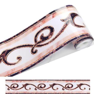 Imagem de Papel de parede com borda de 500 cm, papel de parede de imitação de azulejos de cerâmica, decoração de parede retrô para chão, banheiro, sala de estar, restaurante