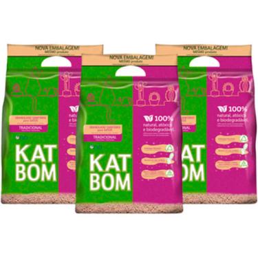 Imagem de Kit Granulado Sanitário Katbom Natural para Gatos - 9 Kg (3 Pacotes 3 Kg)