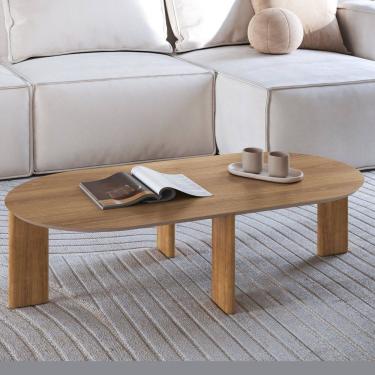 Imagem de Mesa de Centro Orgânica Chanfrada Pé Madeira Complementos Hanover