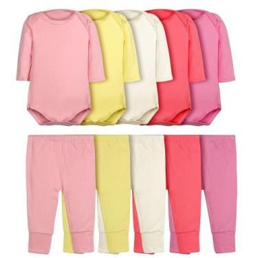 Imagem de Roupa de Bebê Body e Calça Mijão Kit 10 Peças Manga Longa Feminino - D