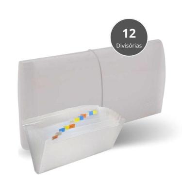 Imagem de Pasta Sanfonada 12 Divisórias Cristal Pequena c/ Visor e Elástico Dell