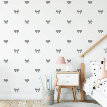 Imagem de Adesivo de Parede de Laços Prata 60un 7x6cm Cobre 4m² - Quartinhos