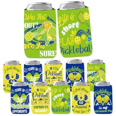 Imagem de Refavor Decorações de festa aconchegantes de cerveja Pickleball, 12 peças para jogadores esportivos, capas para refrigeradores, presentes a granel, cerveja pickleball aconchegante para latas para