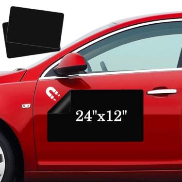 Imagem de Thaibear Ímãs de carro em branco, 61 cm x 30 cm, pacote com 2 ímãs de porta pretos para veículos, cantos arredondados adesivos de folha de ímã flexível em branco para carro para anunciar negócios e