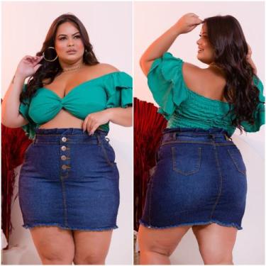 Imagem de Saia PLUS SIZE clolchard jeans com lycra - Maria Marcolina, 48