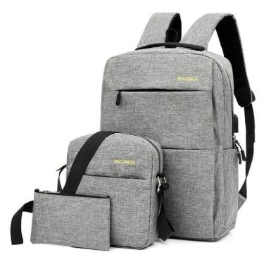 Imagem de Kit 3 Itens Mochila Bolsa Versátil Notebook ou Escritório Escolar Pass