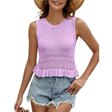 Imagem de Camiseta regata VIMPUNEC de malha de verão para mulheres roxa L