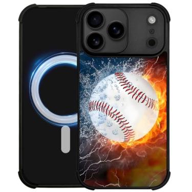 Imagem de DAIZAG Capa para Z10MJ Pro, [Compatível com Magsafe] Capa de telefone macia à prova de choque com cantos Air-Guard para meninos e homens, beisebol Ice Fire