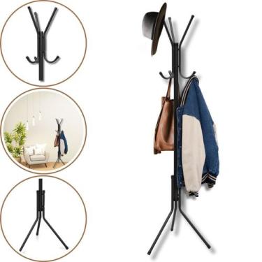 Imagem de Cabideiro Mancebo Portatil Organizador Chão Bone Blusa Preto - Açomix