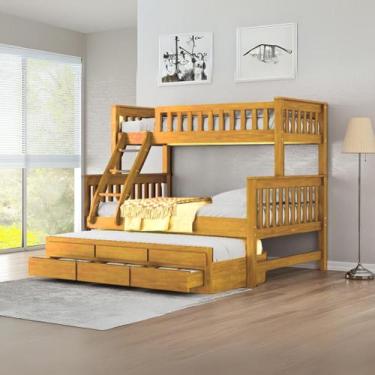 Imagem de Treliche Casal/solteiro Denver Com 3 Gavetas Cor Mel - Bedroom Móveis,