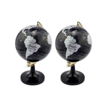 Imagem de KIT Globo Terrestre 14cm Giratório Mapa Mundi em Português Escolar Bas