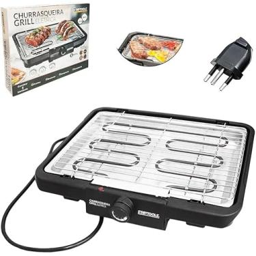Imagem de Churrasqueira Elétrica Grill 2000W 127V com Grelha Removível, Bandeja Coletora de Gordura e 5 Níveis de Temperatura – Ideal para Apartamento, Varanda e Cozinha Compacta – Preta
