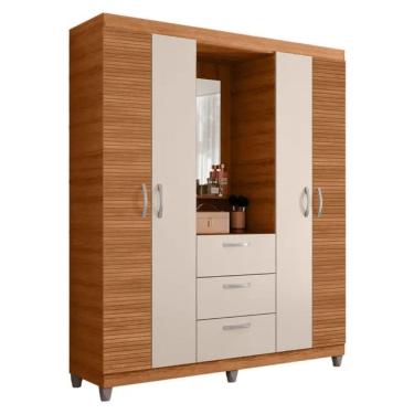 Imagem de Guarda-Roupa Solteiro 4 Portas Bater 3 Gavetas Capelinha Clapton Caemmun