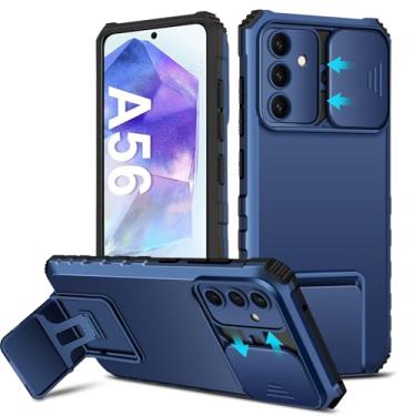 Imagem de Capa para Galaxy A56 compatível com Samsung Galaxy A56 5G, capa de proteção de lente de câmera deslizante, capa de telefone à prova de choque de nível militar com suporte capa protetora robusta para