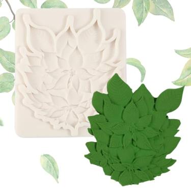 Imagem de ICNYEKl 1 molde de silicone de folha de azevinho de Natal, atmosfera festiva molde de fondant de chocolate para decoração de bolo, topos de cupcake, pasta de flores doces de biscoito massa de resina