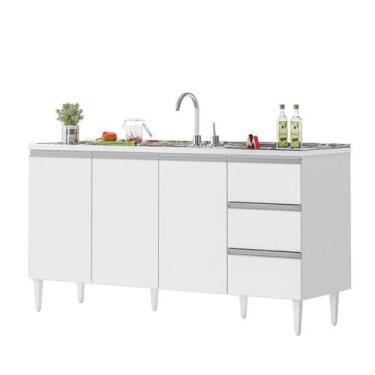 Imagem de BALCÃO SALVADOR 1,60 MT 3 GAVETAS 3 PORTAS 100% MDF Branco - Milani Mo